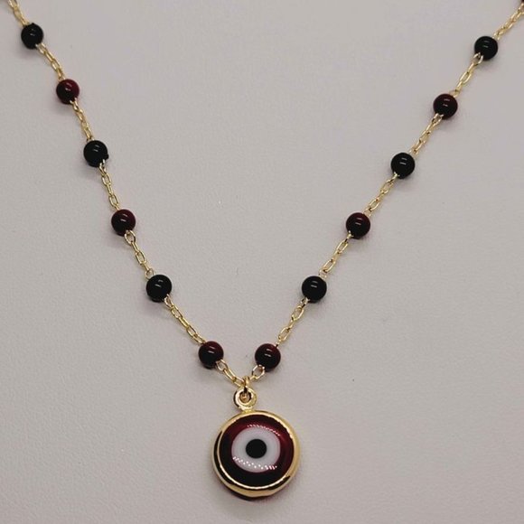 Jewelry - Brand New Brazilian 18k Gold Filled Red Evil Eye Necklace